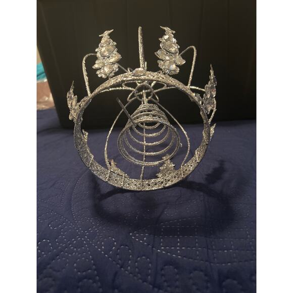 GUC Silver Glittery Crown Tree Topper Princess Bling 11" x 6" - Picture 2 of 3